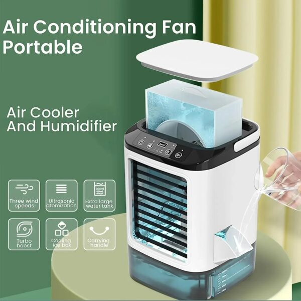 3-Speed Portable Air Cooler Fan 900ML Tank Ice Cold Cooling Conditioner - UK