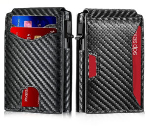 RFID Blocking Mens Wallet | Minimalist Slim Smart Pop-Up Card Holder, Metal Cred [Color: black]