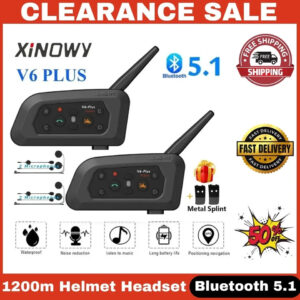 2X V6 Pro Motorcycle Intercom 6 Riders Group 1200m Helmet Headset Bluetooth 5.1 [Color: Double Pack]