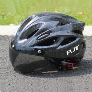 PJT Lightweight Cycling Helmet Magnetic Goggles Breathable Adult Bike Helmet UK    { Variation 12 Carbon Fiber-W-H ·Size: L56-61CM}