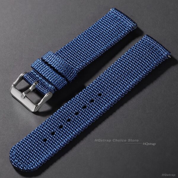 Quick Release Nylon Watch Strap 18mm 20mm 22mm 24mm Canvas Band Men Women ( Variation blue lenght 22 mm )
