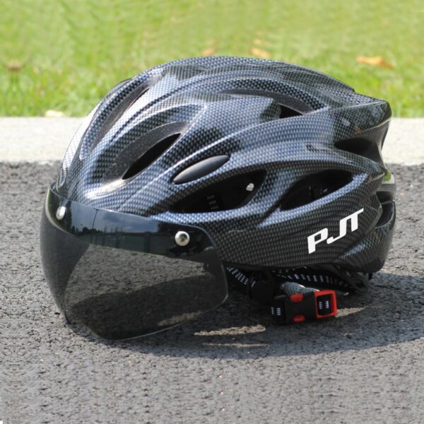PJT Lightweight Cycling Helmet Magnetic Goggles Breathable Adult Bike Helmet UK    { Variation 12 Carbon Fiber-W-H ·Size: L56-61CM}
