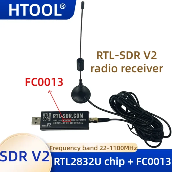 RTL-SDR Receiver RTL2832U FC0013 Tuner 22-1100MHz SDR Radio USB (SDR V2 FC0013)