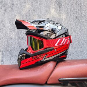 New DOT Adult Iconic Helmet MX Motocross Helmet + Goggles Off Road Racing Uk (Color:: 2 ·Size;: L)