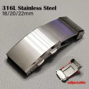 Ratchet Buckle 18mm 20mm 22mm Watch Strap Clasp Adjustable 316L Stainless Steel