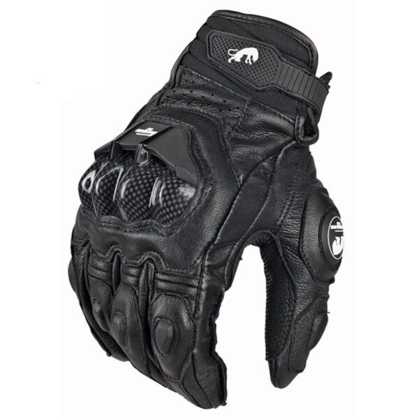 White Black Motorbike Motorcycle Gloves Leather Waterproof Thermal Winter Summer (Colour: leather black ·Size .: XXL)