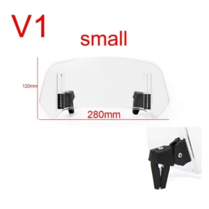 Universal Motorcycle Windshield Extension Adjustable Clamp-On Deflector Screen ( V1 Small Clear )