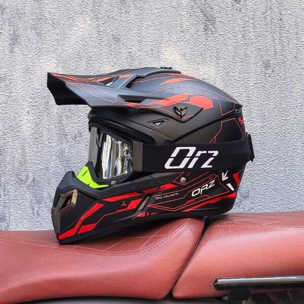 New DOT Adult Iconic Helmet MX Motocross Helmet + Goggles Off Road Racing Uk ["Color: 3 Size: L"]
