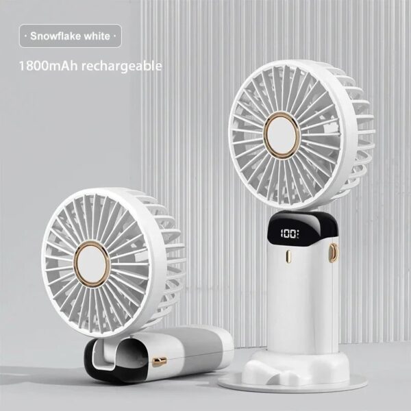 2pcs Mini Handheld Fan USB Rechargeable Portable Folding Desk Cooling Travel Fan