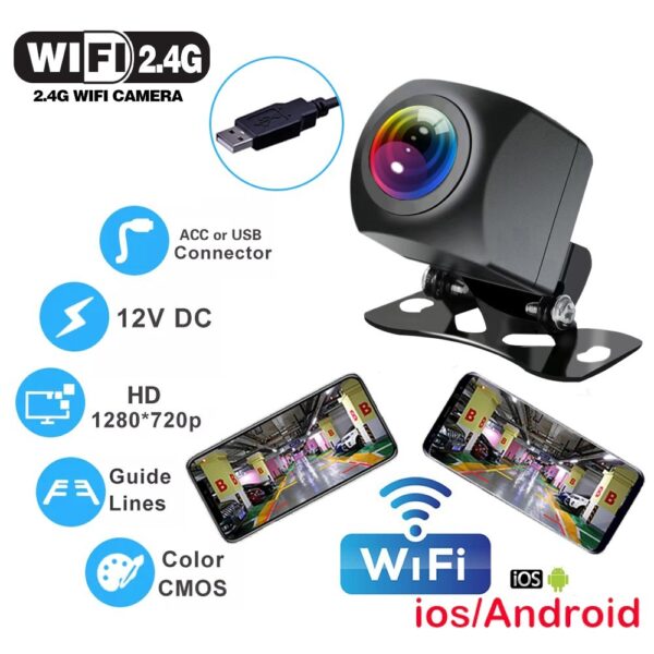 170°-WiFi Wireless Car Rear View Cam Backup Reverse Camera for iPhone Android-UK [Color Name: USB For 12-24V Cars]