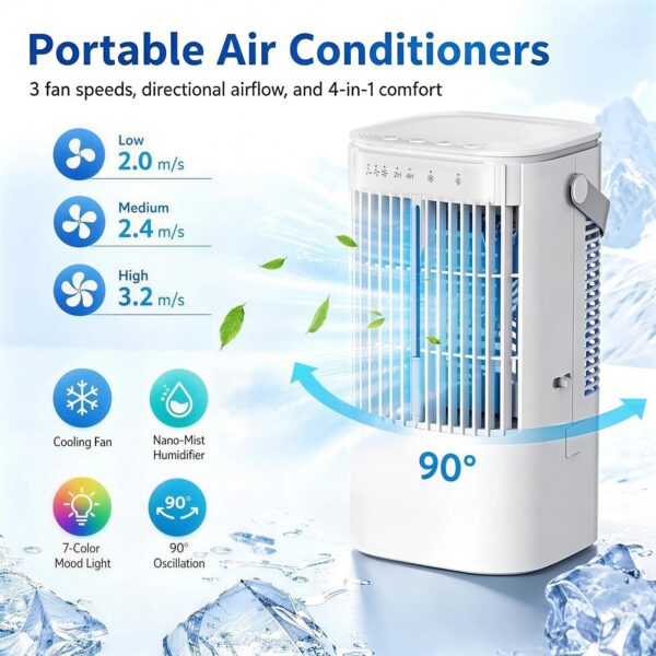 10L Portable Cooler Air Conditioning Unit Fan Humidifier With Remote Control UK