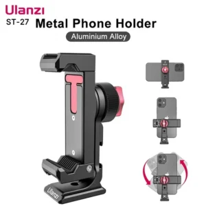 Ulanzi ST-27 Metal Phone Holder Clamp with Cold Shoe Arca 360°Rotatable Tripod M