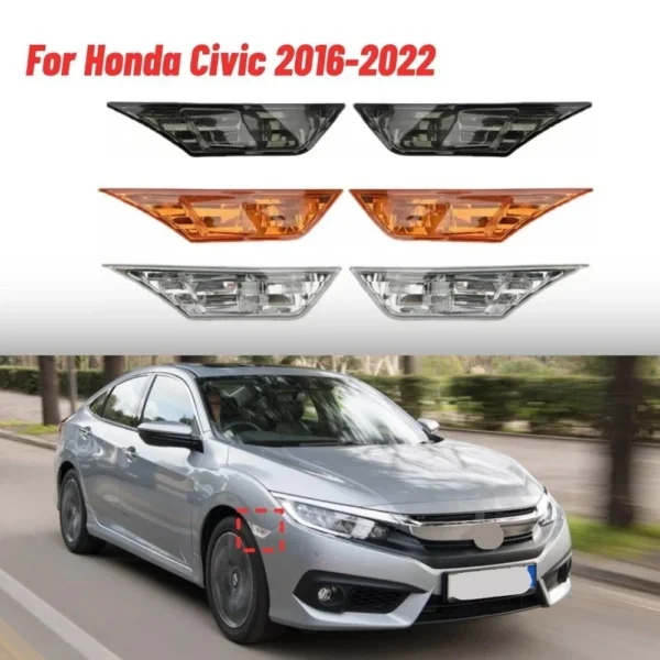 Pair For Honda Civic 2016-2022 Side Marker Signal Light Indicator Repeaters Lamp
