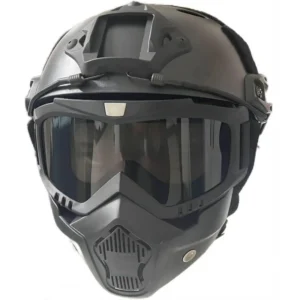 Military Tactical Full Face Helmet ABS Detachable Goggles NVG Bracket {Color: Helmet and Mask}