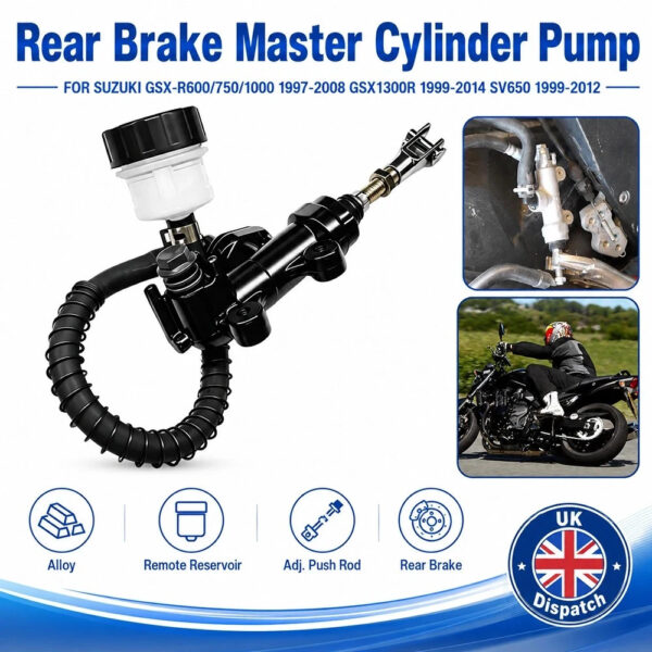 For Suzuki GSF600 Bandit 1995-2004 Rear Brake Master Cylinder Pump Black Alloy