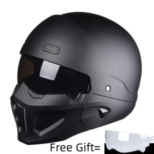 2026 New Scorpion Casco Retro Motorcycle Cascos Moto Locomotive Personality Mult [Color: matte black ·Size.: XL]