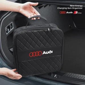 Audi /S-Line EV Charging Cable Storage Bag | 4 Types | Portable Organizer CaseAu (Black Audi).