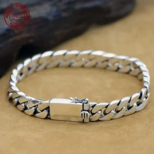 Genuine Solid 925 Sterling Silver Bracelet Chain Heavy Unisex Men Women Gift  (20cm/7.5inchItem Width::Wide 8mm)