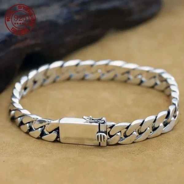 Genuine Solid 925 Sterling Silver Bracelet Chain Heavy Unisex Men Women Gift  (20cm/7.5inchItem Width::Wide 8mm)