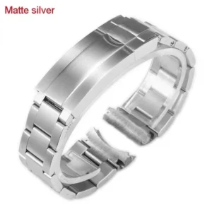 Stainless Steel Oyster Bracelet Watch Band 20mm 21mm Metal Strap (Matte silver , Size : 20mm)