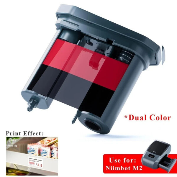 Thermal Transfer Labels for NIIMBOT M2 M3 Printer Sticker Paper 20-50mm (Black Red Ribbon)