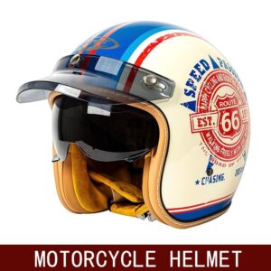 Retro Open Face Motorcycle Helmet 3/4 Half Helmet Cruiser Bike Helmet Unisex (Color:: 1 ·Size:: M)