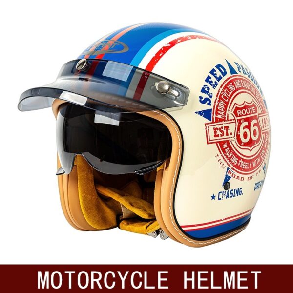 Retro Open Face Motorcycle Helmet 3/4 Half Helmet Cruiser Bike Helmet Unisex (Color:: 1 ·Size:: M)
