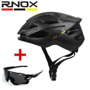 New 2026 Lightweight Cycling Helmet MTB Road Bike Helmet Men Women Adjustable UK (Color: Black and glasses ·Size: Average (55-61)cm)