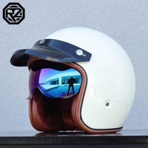 DOT Retro Open Face Half Motorcycle Motorbike Helmet Vintage (Color: 5 ·size.: M)