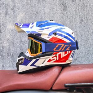 New DOT Adult Iconic Helmet MX Motocross Helmet + Goggles Off Road Racing Uk (Color:: 1 ·Size;: XL)