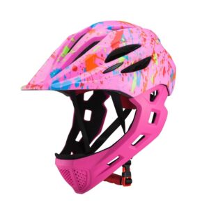 Kids Detachable Full Face Bike Helmet Cycling Sports Safety Protective Helmet UK (Color: Pink)