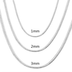 925 Sterling Silver Snake Chain Necklace 1-3MM Solid Free Shipping UK    Variation {   3MM ·Length: 55CM 22inch   }