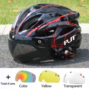 s-l1600 (6) PJT Lightweight Cycling Helmet Magnetic Goggles Breathable Adult Bike Helmet UK (Color: 12 Red-White-4pcs)