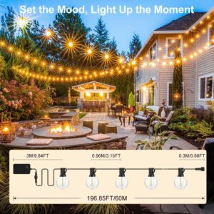 50-200 FT Festoon String Lights Outdoor Mains Powered Garden Globe LED G40 Bulbs [color 60M]
