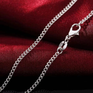 925 Sterling Silver Diamond Cut Curb Chain Necklaces (Various Sizes Available)     Variation {   Color: Width 2mm ·Length.: 65cm 26inch  }
