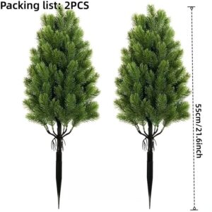 2Pack UV-Resistant Artificial Cedar Topiary Trees, Outdoor Faux Greenery Shrubs [Color: 55CSD]