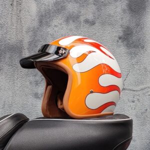 Retro 3/4 Open Face Motorcycle Helmet Vintage Motorbike Helmet Unisex UK [Color: 8 ·Size.: M]